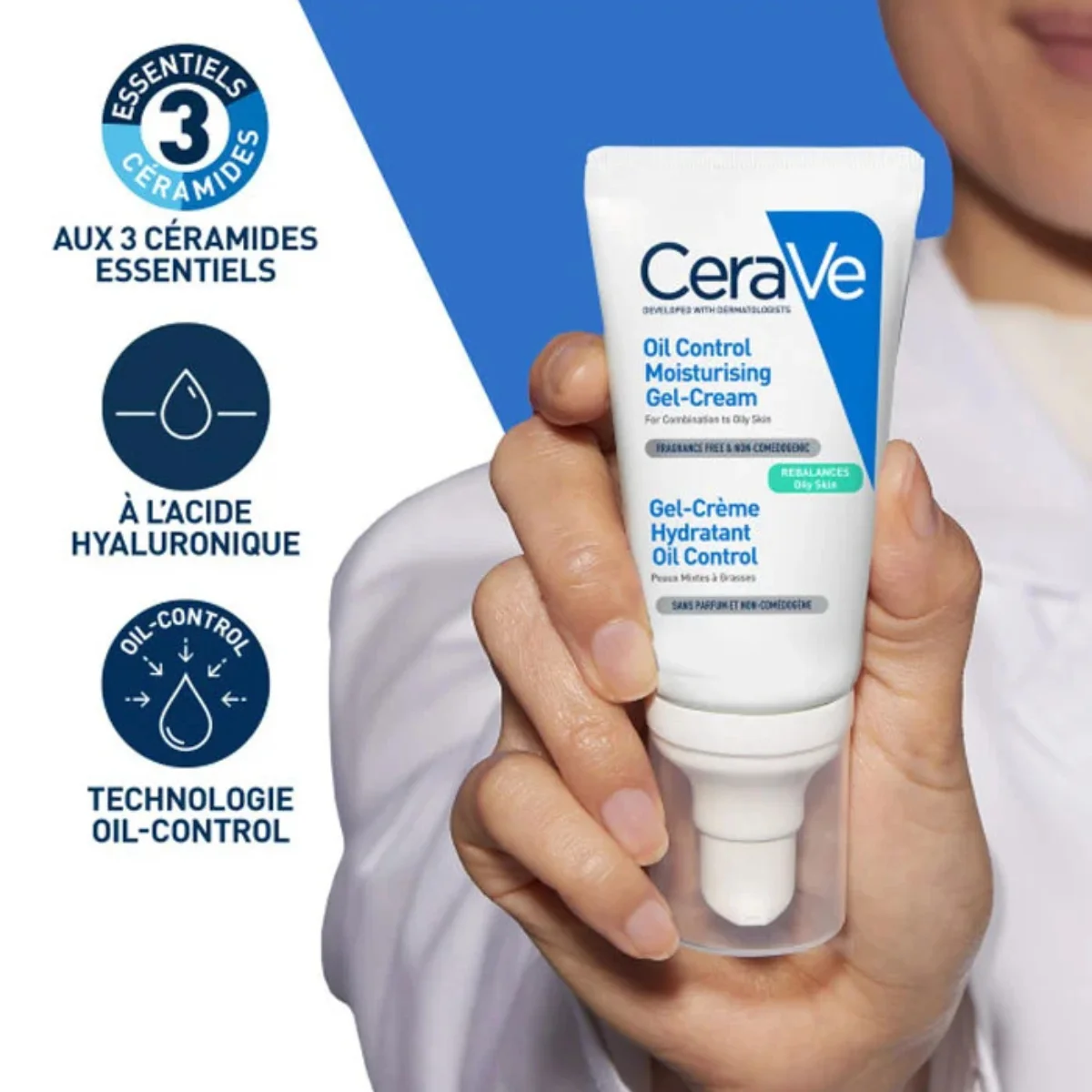 CeraVe Gel-Crème Hydratant Oil Control Visage 52ml - Algérie | Peaux Mixtes à Grasses | Matifie & Hydrate 24h | 3 Céramides + Niacinamide