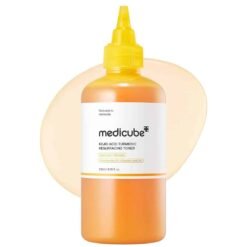 "Tonique exfoliant MEDICUBE Kojic Acid Turmeric Resurfacing Toner 250ml anti-taches flacon pompe complet packaging"