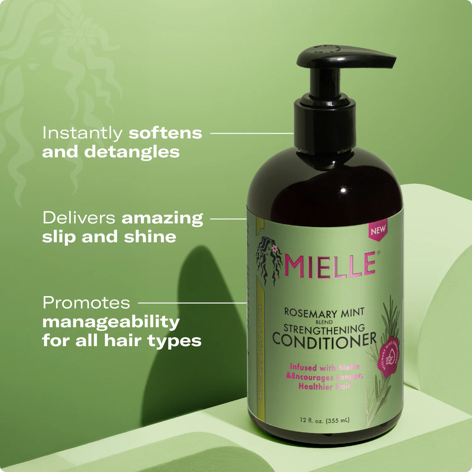 Mielle Rosemary Mint Strengthening Conditioner 355ml Cheveux – Image 2