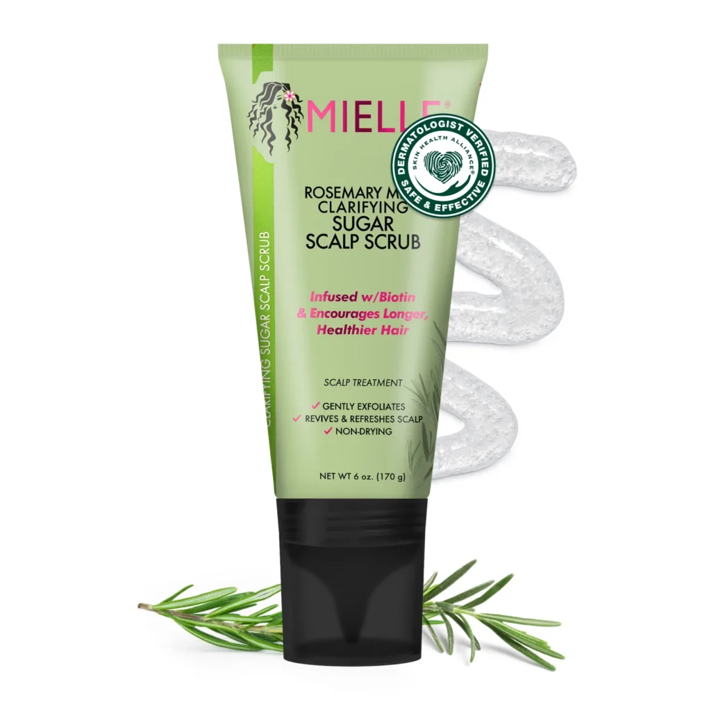 Mielle Rosemary Mint Clarifying Sugar Scalp Scrub 340g pot gommage exfoliant cuir chevelu charbon