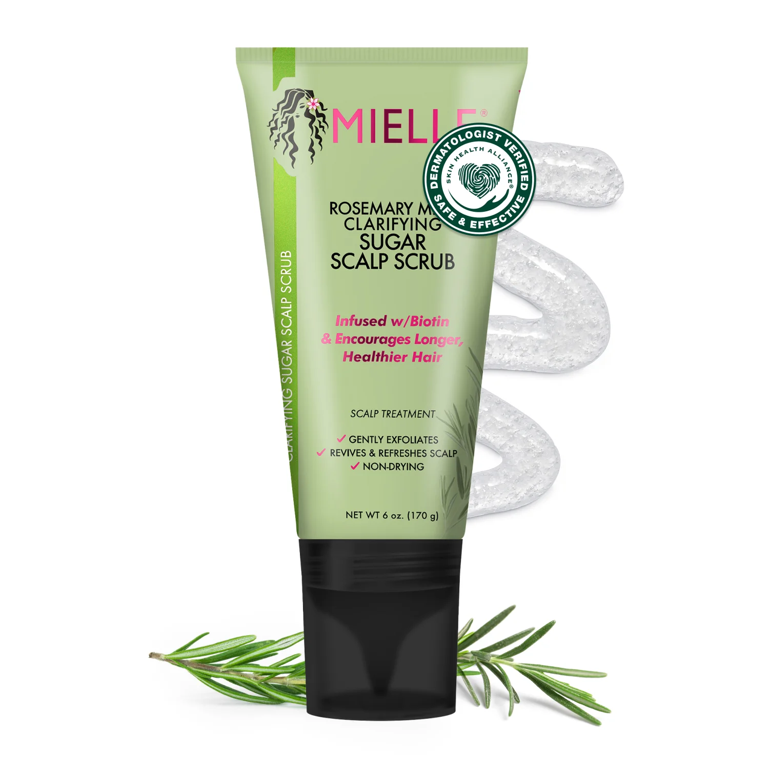 Mielle Rosemary Mint Clarifying Sugar Scalp Scrub 340g pot gommage exfoliant cuir chevelu charbon