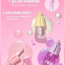 Huile hydratante lèvres SHEGLAM Jelly Wow Glow 3.5ml tube transparent avec applicateur doe-foot packaging rose