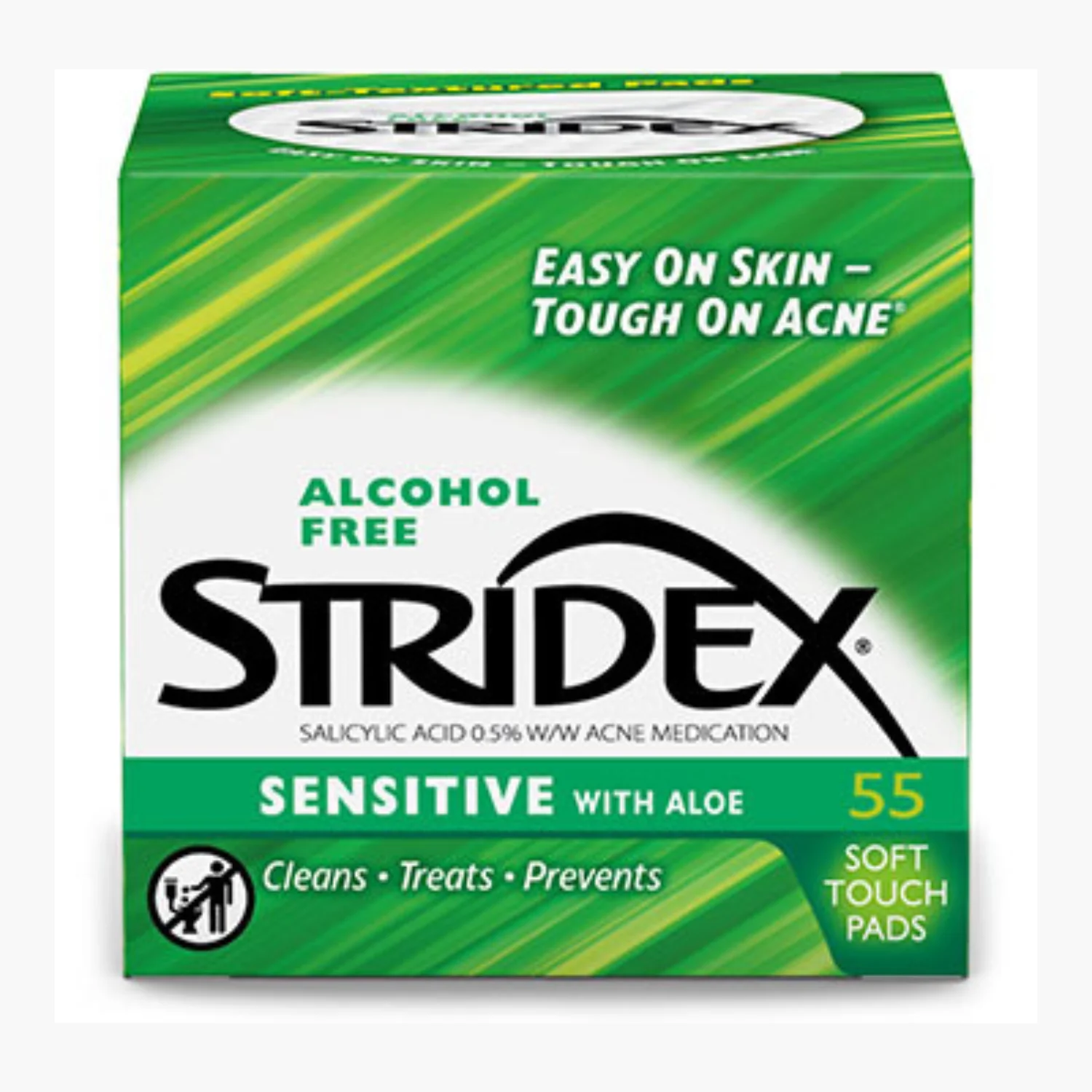 Stridex Sensitive ingrédients principaux acide salicylique BHA aloe vera formule sans alcool sans parfum