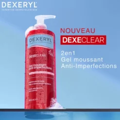 Texture mousse onctueuse Dexeryl Gel Moussant nettoyant visage gel transparent formule douce
