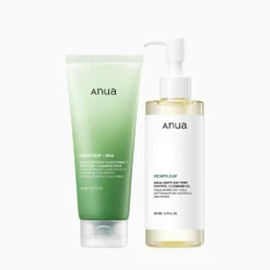 Coffret Double Cleansing Duo Set ANUA avec huile démaquillante et nettoyant moussant 200ml packaging