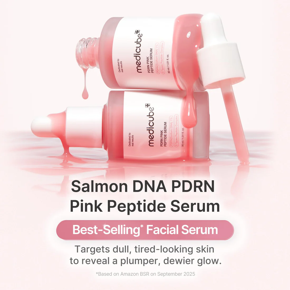 Sérum MEDICUBE Rose PDRN Pink Peptide 30ml régénérant anti-âge avec PDRN et peptides K-Beauty - Packaging officiel