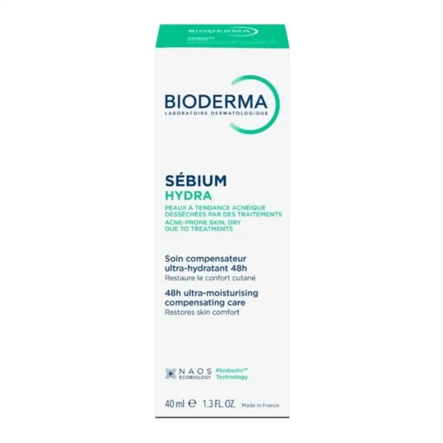 Crème BIODERMA Sébium Hydra 40ml compensatrice apaisante pour peau grasse fragilisée par traitements dermatologiques - Packaging officiel