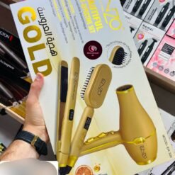 ENZO Pack Gold EN-300 Lisseur + Brosse + Sèche-Cheveux Coffret