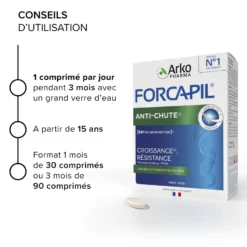 Arkopharma Forcapil Anti-Chute Cheveux Ongles Lot 3 Mois 90 Comprimés