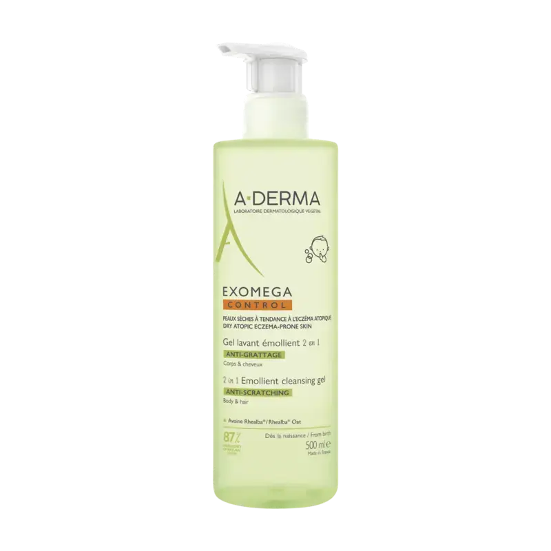 A-Derma Exomega Control Gel Lavant Émollient 2en1 Anti-Grattage 500ml