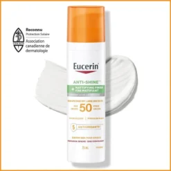 Eucerin Sun Anti-Brillance Lotion Solaire Visage SPF50 Peau Grasse Acnéique 75ml