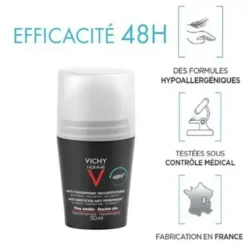 Vichy Homme Détranspirant Anti-Irritations Peaux Sensibles 48H Bille 50ml – Image 3