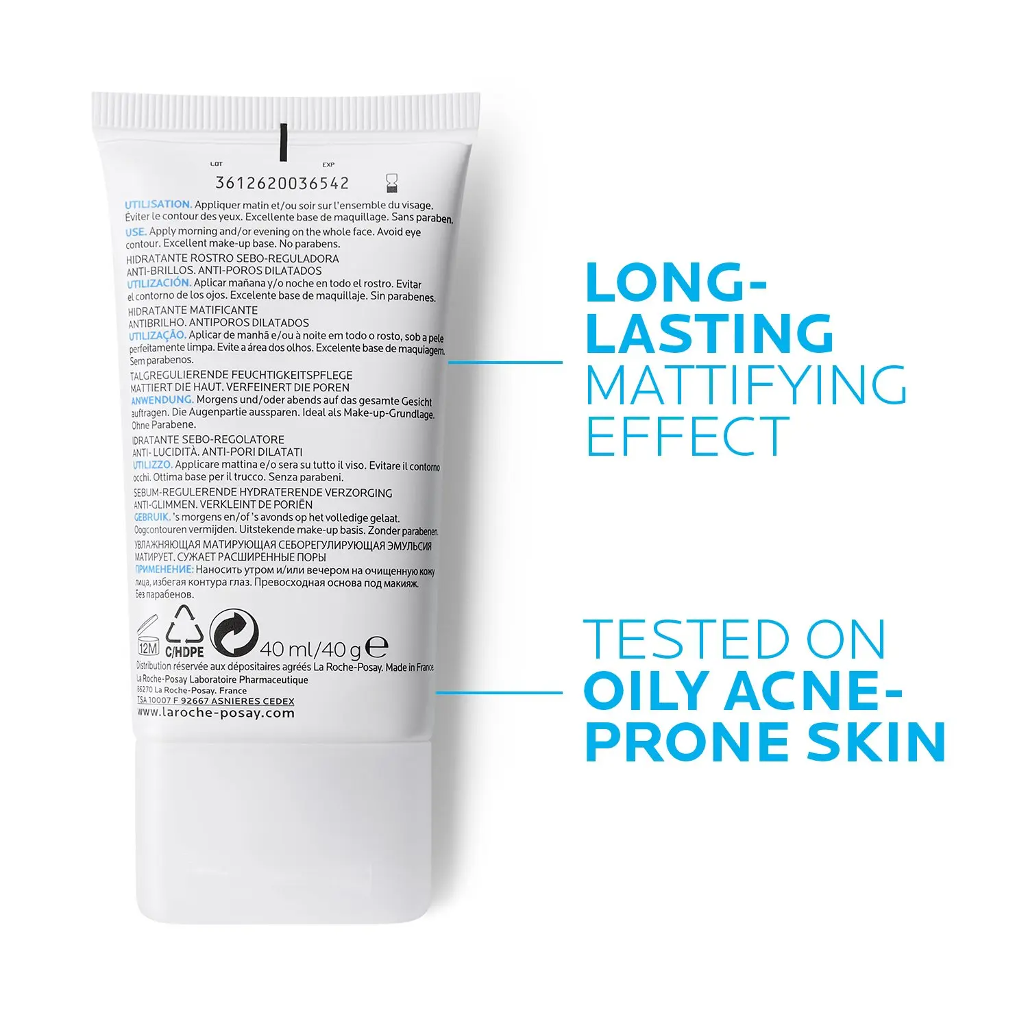 La Roche-Posay Effaclar Mat Crème Hydratante Sébo-Régulatrice Sebulyse Peau Grasse 40ml – Image 3