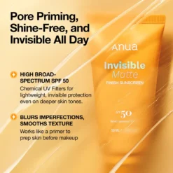 Anua Invisible Matte Finish Sunscreen SPF50 Centella Asiaticoside Fini Mat 50ml – Image 5