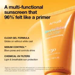 Anua Invisible Matte Finish Sunscreen SPF50 Centella Asiaticoside Fini Mat 50ml – Image 3