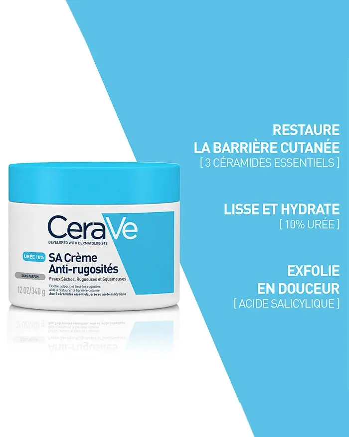CeraVe SA Crème Anti-Rugosités Urée 10% Acide Salicylique 3 Céramides Kératose Pilaire 177ml – Image 3