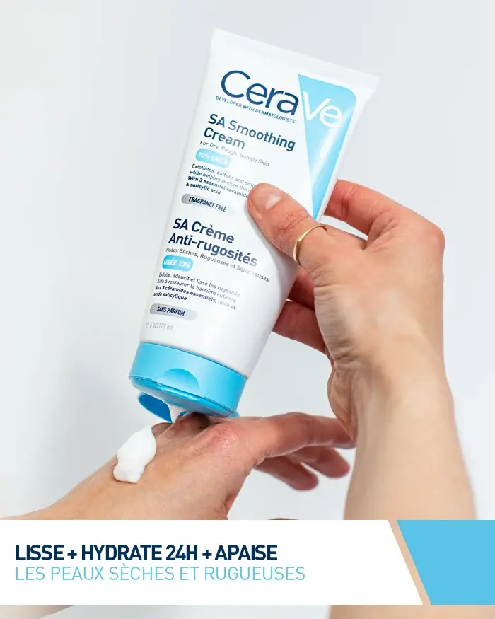 CeraVe SA Crème Anti-Rugosités Urée 10% Acide Salicylique 3 Céramides Kératose Pilaire 177ml – Image 4