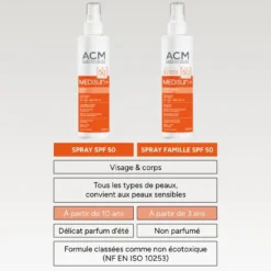 ACM Medisun+ Spray Solaire SPF50 UVB UVA Lumière Bleue Infrarouge 200ml – Image 4