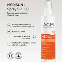 Alternative view of ACM Medisun+ Spray Solaire SPF50 UVB UVA Lumière Bleue Infrarouge 200ml