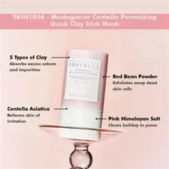 SKIN1004 Poremizing Quick Clay Stick Mask 5 Argiles Centella Haricot Rouge 27g – Image 4