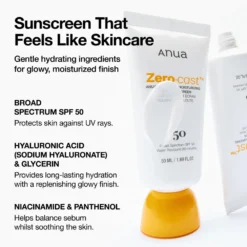 Anua Zero-cast Moisturizing Finish Sunscreen SPF50 PA++++ Niacinamide AH 50ml – Image 3