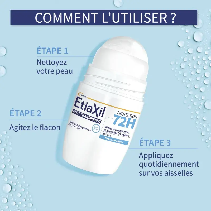 ETIAXIL Anti-Transpirant Protection 72H Aisselles Roll-On 50ml – Image 4