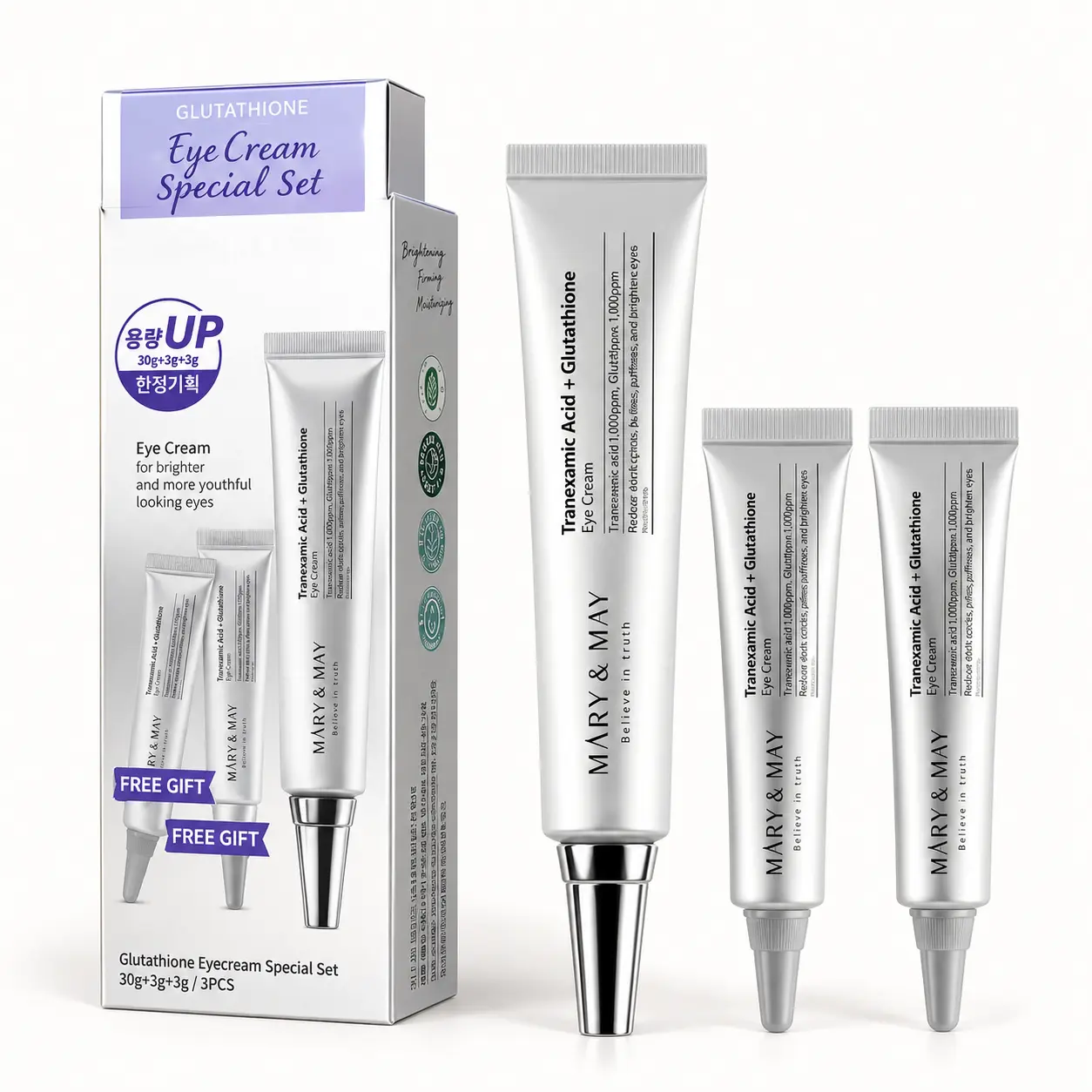 MARY&MAY Glutathione Eye Cream Coffret 30g + 2x12g Cernes – Image 2