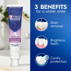 CREST 3D White Radiant Mint Dentifrice Blanchissant Fluor 147g – Image 3
