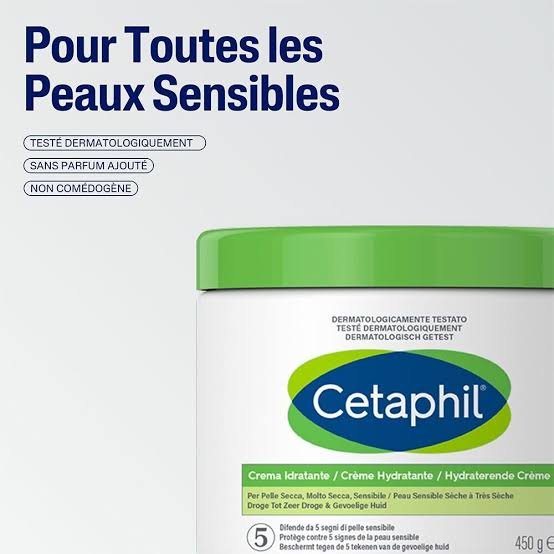 CETAPHIL Creme Hydratante Visage et Corps Peaux Seches Sensibles 450g – Image 3
